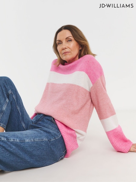 JD Williams Pink Sponge Colour Block Knitted Tunic (F19130) | €35