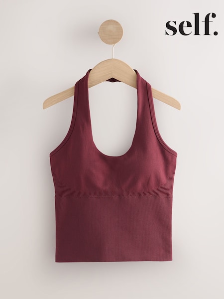 self. Burgundy Seamfree Halter Sports Top (F19166) | €31.50