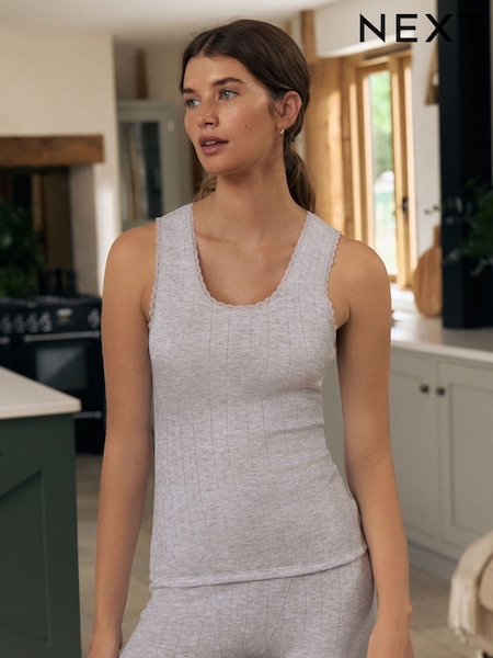 Grey Marl Thermal Maximum Warmth Cosy Pointelle Vest (F19185) | R$ 120