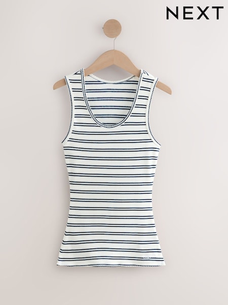 Navy/Cream Stripe Thermogen Maximum Warmth Rib Thermal Vest (F19186) | R$ 130