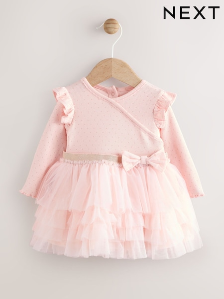 Pink Baby Long Sleeve Tutu Dress (0mths-2yrs) (F19199) | €25 - €28