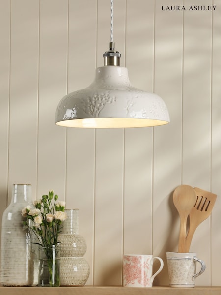 Laura Ashley Grey Pussywillow 1 Pendant Ceiling Light (F19285) | €136