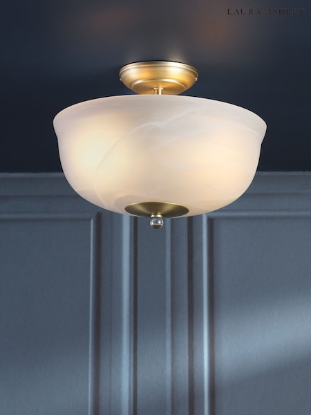 Laura Ashley Antique Brass Cossington 2lt Semi Flush Uplighter (F19292) | €122