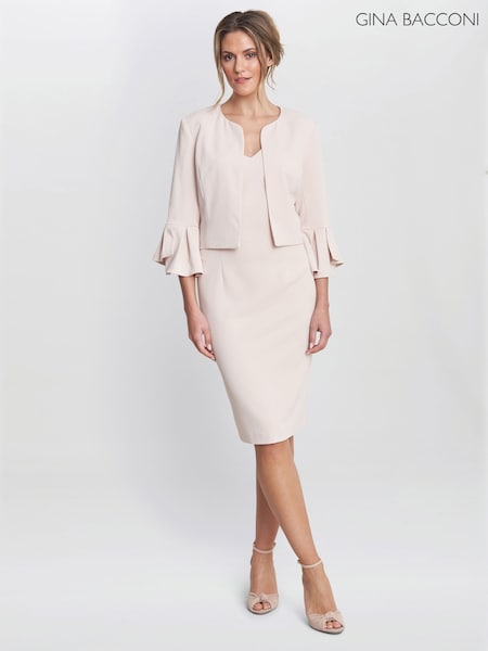Gina Bacconi Pink Gigi Moss Crepe Bolero (F19313) | €221