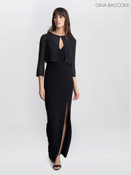 Gina Bacconi Chiffon Black Jacket (F19324) | €79