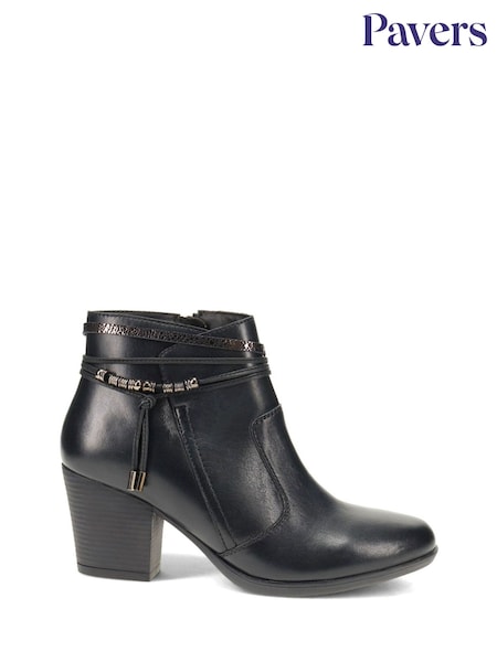 Pavers Black Breathable Leather Ankle Boots (F19334) | €86