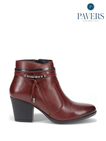 Pavers Red Breathable Leather Ankle Boots (F19344) | $105