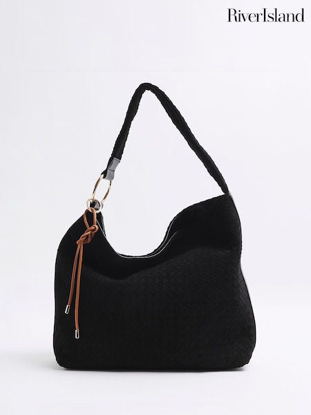 Svart - River Island Suedette Woven Slouch Bag (F19352) | kr800