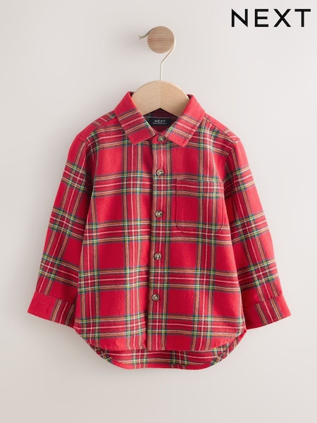 Red Tartan Long Sleeve Christmas Check Shirt (3mths-7yrs) (F19361) | €20 - €23