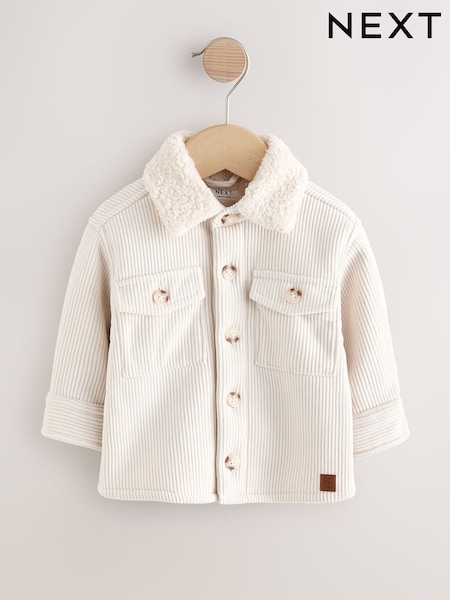 Ecru White Borg Lined Corduroy Shacket (3mths-7yrs) (F19393) | 109 QAR - 129 QAR