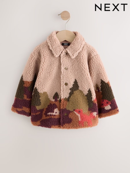 Neutral Scenic Print Borg Fleece Shacket (3mths-7yrs) (F19394) | 104 QAR - 114 QAR