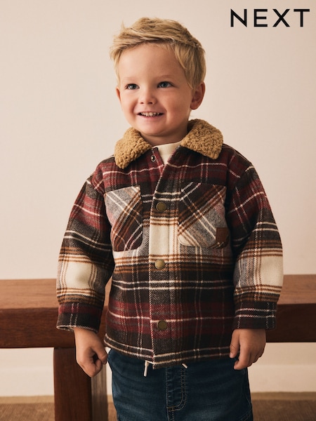Red Check Borg Lined Check Shacket (3mths-7yrs) (F19399) | AED112 - AED132