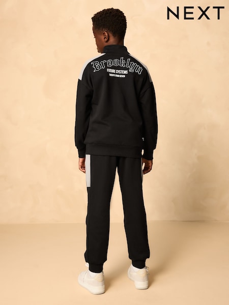 Black Funnel Neck Zip Through Sweatshirt and Joggers Set (3-16yrs) (F19461) | 148 QAR - 188 QAR