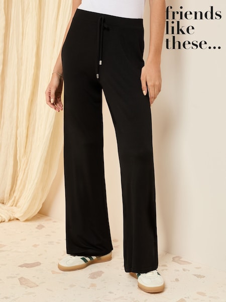 Friends Like These Black Jersey Wide Leg Trousers (F19477) | ₪131