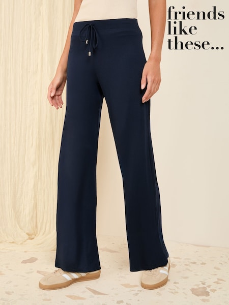 Friends Like These Navy Jersey Wide Leg Trousers (F19478) | ₪131