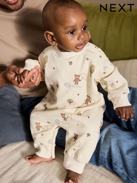 Ecru Bear Baby Sweat Romper (0mths-3yrs) (F19521) | AED71 - AED81