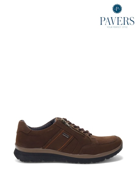 Pavers Brown Casual Leather Lace Up Trainers (F19563) | €71