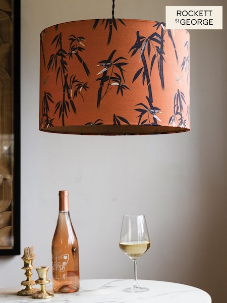 Rockett St George Ochre Yellow Bamboo Print Easy Fit Ceiling Light (F19570) | €66
