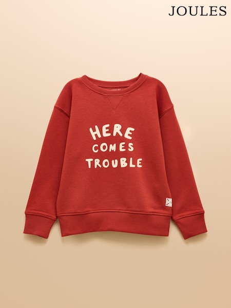 Joules Kids' Sundaze Rust Red Crew Neck Sweatshirt (F19608) | AZN 40 - AZN 45