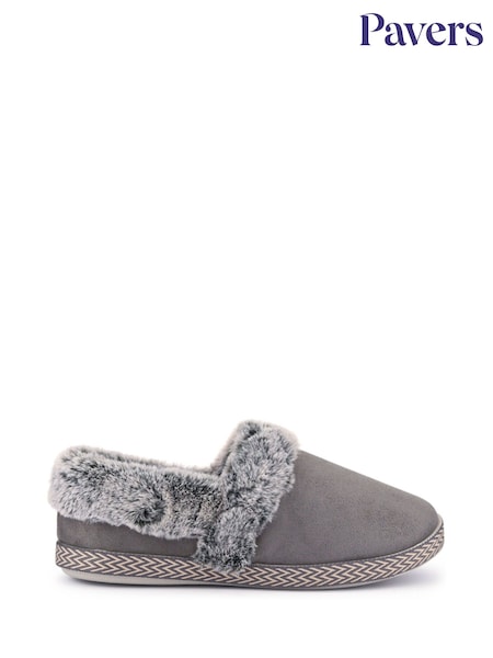 Pavers Grey Warm Lined Memory Foam Slippers (F19643) | R$ 245