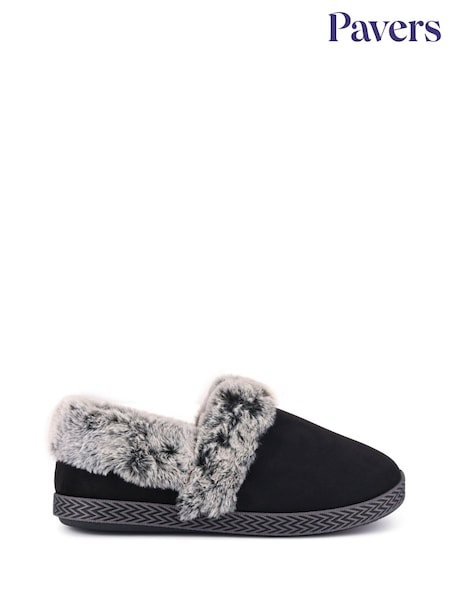 Pavers Black Warm Lined Memory Foam Slippers (F19654) | R$ 245