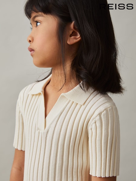 Reiss Poppy Rib Knit Polo Top (F19677) | 314 LEI
