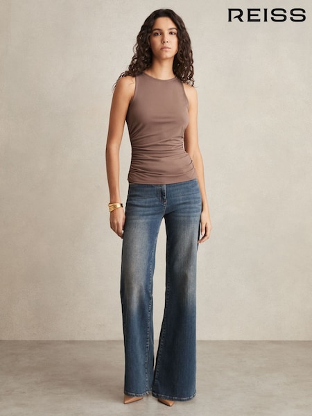 Reiss Mink Madelynne Ruched-Side Jersey Top (F19692) | €95