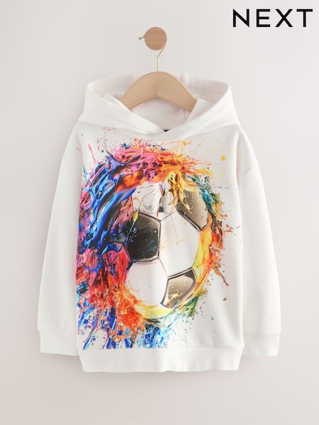 White Older Boys Graphic Print Cross-Over Hoodie (3-16yrs) (F19706) | € 27 - € 34