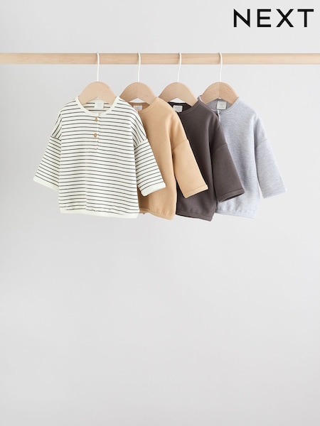 Mono Stripe Baby Long Sleeve T-Shirts 4 Pack (0mths-2yrs) (F19721) | AED91 - AED102