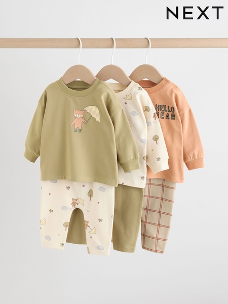 Khaki/Tan Hello Bear Tops and Leggings 6 Piece Baby Set (0mths-3yrs) (F19770) | 148 QAR - 158 QAR