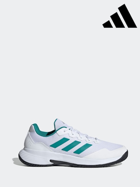 adidas White/Blue Gamecourt Tennis Trainers (F19834) | €77