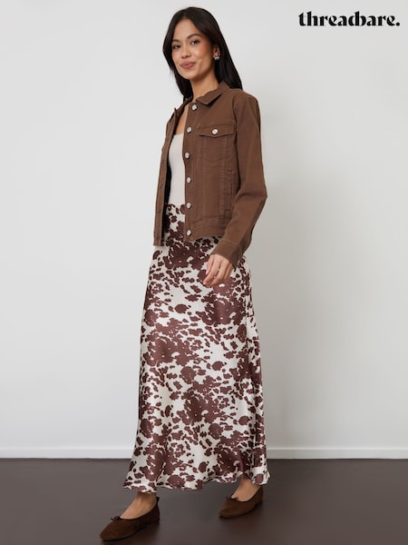 Threadbare Cow Print Maxi Satin Slip Skirt (F19872) | 1,802 UAH