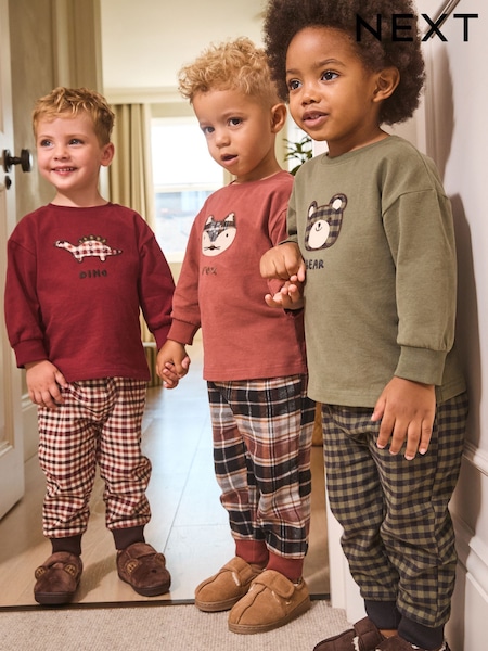 Red/Green Check Woven Bottom Pyjamas 3 Pack (9mths-12yrs) (F19893) | 158 QAR - 188 QAR