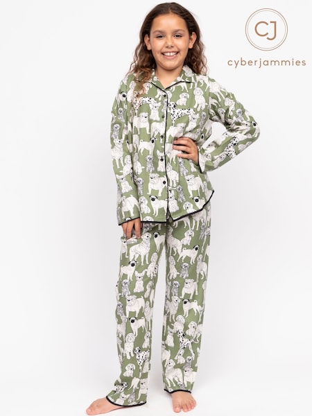 Cyberjammies Green Minijammies Printed Long Sleeve Pyjamas Set (F19904) | R$ 245