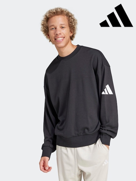 adidas Black Loose Fit Essentials 3 Bar Logo Sweatshirt (F19910) | R$ 395