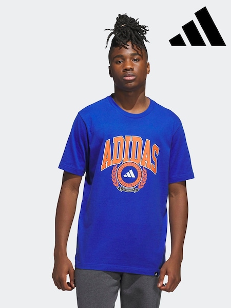adidas Blue Varsity Crest Graphic Print T-Shirt (F19913) | R$ 195