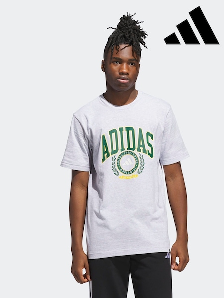 adidas Grey Varsity Crest Graphic Print T-Shirt (F19914) | R$ 195