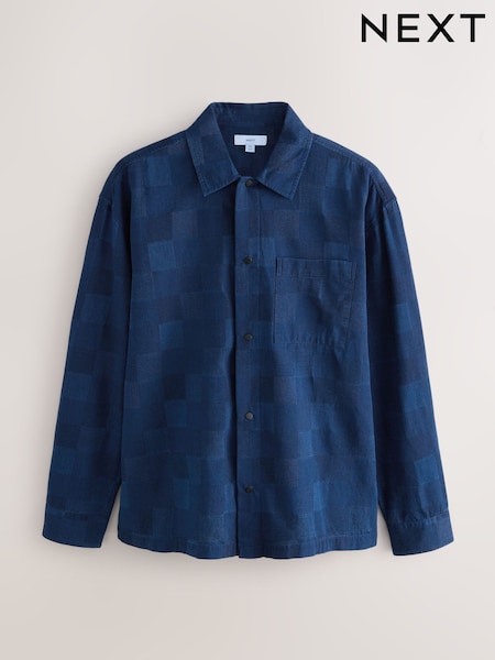 Azul añil - Patchwork Long Sleeve 100% Cotton Shirt (F19947) | 47 €
