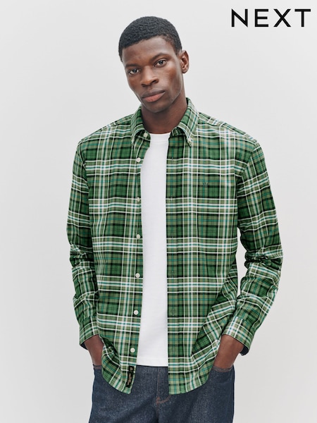 Green Long Sleeve Check Oxford Shirt (F19953) | €32