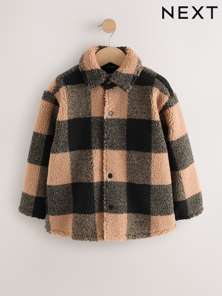 Black/Tan Buffalo Borg Fleece Check Shacket (3-16yrs) (F19958) | 124 QAR - 148 QAR