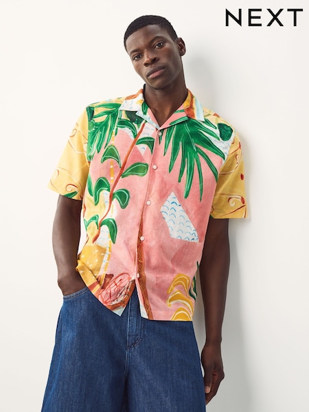 Pink Alec Cummings Printed Short Sleeve Shirt (F20015) | R$ 365