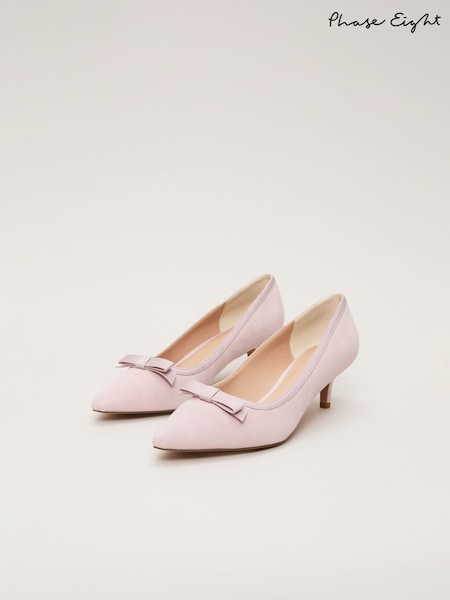 Phase Eight Pink Pink Bow Kitten Heel Court Shoes (F20019) | 539 QAR