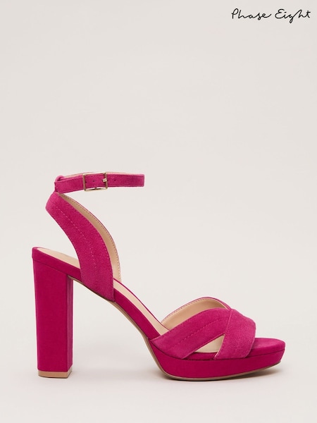 Phase Eight Pink Pink Suede Stitch Platform Sandals (F20021) | 589 QAR