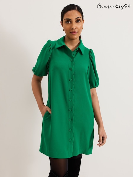 Phase Eight Green Petite Candice Scallop Dress (F20026) | €126