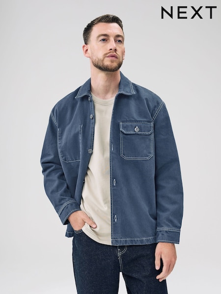 Azul marinho - Canvas Shacket Overshirt (F20032) | R$ 460