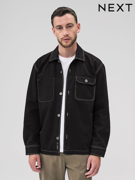 Schwarz - Canvas Shacket Overshirt (F20037) | 72 €