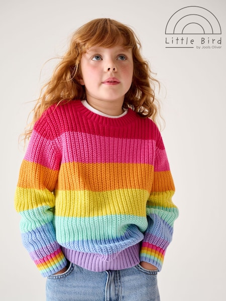 Little Bird by Jools Oliver Pastel Rainbow Stripe Knitted Jumper (F20070) | 109 QAR - 139 QAR