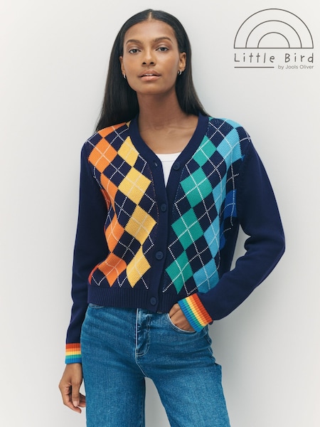 Little Bird by Jools Oliver Adult Rainbow Knitted Argyle Cardigan (F20090) | € 50