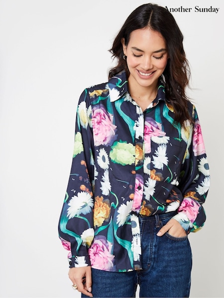 Another Sunday Satin Twill Floral Print Shirt (F20095) | €21