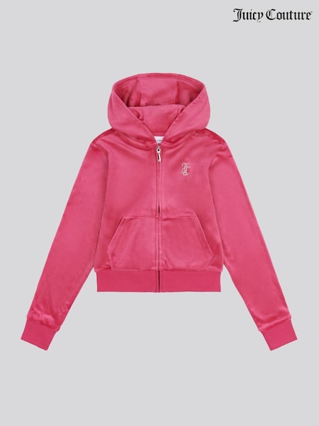 Juicy Couture Pink Girls Mini Diamante Zip Hoodie (F20100) | 346 QAR - 416 QAR